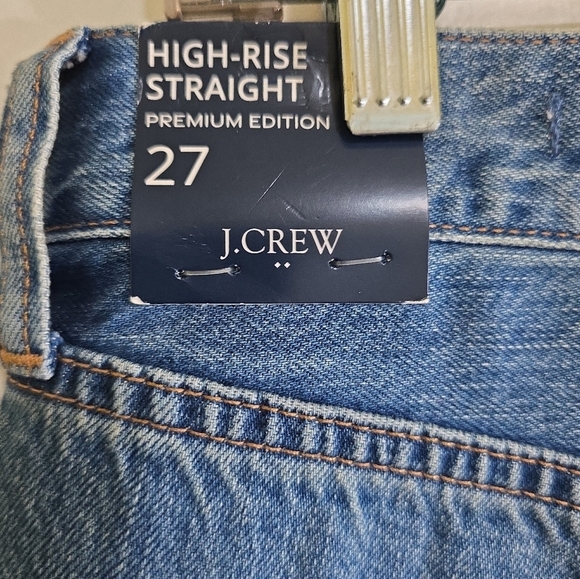 NWT J. Crew Premium Edition High Rise Straight Jeans Rigid Denim 27 Button Fly - Picture 6 of 10